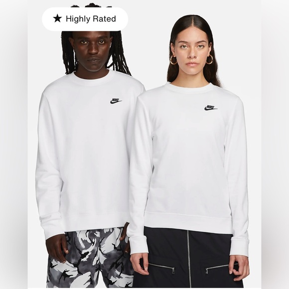 Nike Sportswear Club Fleece Women's Crew-Neck Sweatshirt Size M White DQ5473-100 - Picture 1 of 7